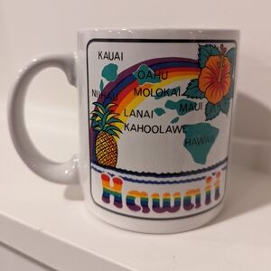 Vintage Hawaii Themed White Ceramic Mug